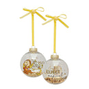 Disney Beauty & The Beast Set of 7 Golden Glitter Baubles in Gift Box