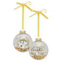Disney Beauty & The Beast Set of 7 Golden Glitter Baubles in Gift Box