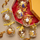 Disney Beauty & The Beast Set of 7 Golden Glitter Baubles in Gift Box