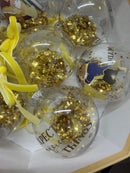 DAMAGED Disney Beauty & The Beast Set of 7 Golden Glitter Baubles in Gift Box