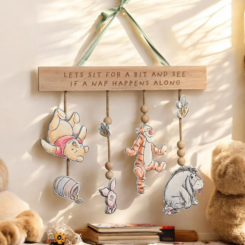 Disney Winnie The Pooh Wooden Hanging 'Let's Sit For a Bit' Plaque