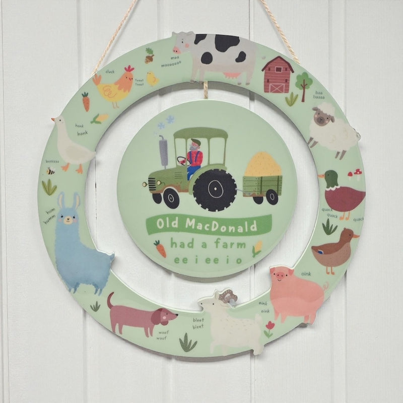 Story Time Farmyard Old MacDonald Hanging Wreath Plaque