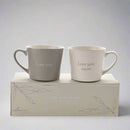 Amore Set of 2 'Love You & Love You More' Grey & White Gift Boxed Mugs