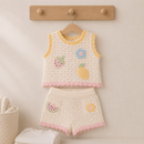 Baby Girls Fruit Crochet Knit Top & Shorts Summer Outfit Set - 9-24M