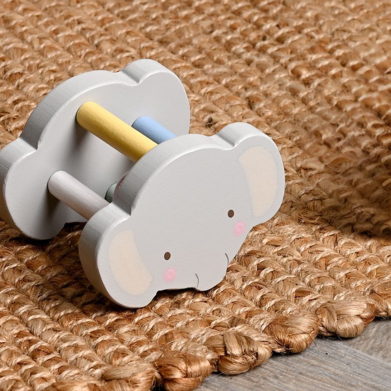 PRE-ORDER Bambino Elody the Elephant Wooden Drum Rattle
