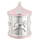 Bambino Silver Plated Pink Solid Carousel Money Box with Diamante Detailing