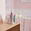 Bambino Silver Plated Pink Solid Carousel Money Box with Diamante Detailing