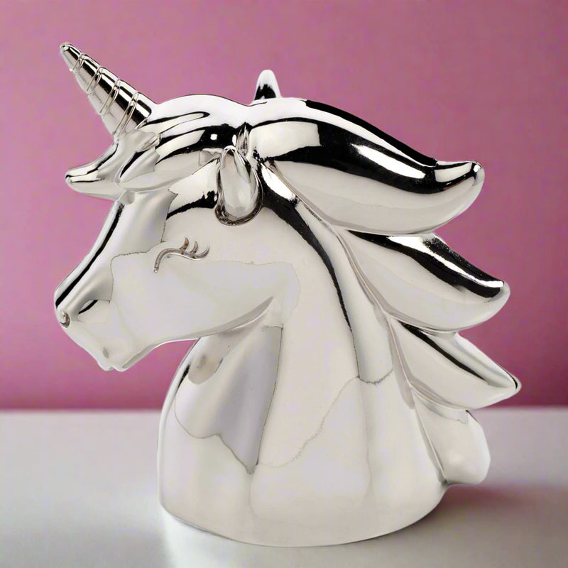 Bambino Silver Plated Unicorn Money Box