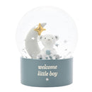 Bambino 'Welcome Little Boy' Blue Teddy Bear Snow Globe