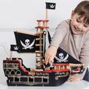 Barbarossa Pirate Ship Wooden Playset with Sails, Cannon & Characters – Wooden Adventure Toy Boat by Le Toy Van