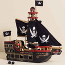 Barbarossa Pirate Ship Wooden Playset with Sails, Cannon & Characters – Wooden Adventure Toy Boat by Le Toy Van