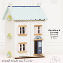 Bluebelle Wooden Dolls House with Opening Shutters & Hidden Attic Space by Le Toy Van