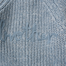 'Brother' Blue Cotton Knit Baby Cardigan with Embroidery Detail - 0-12M