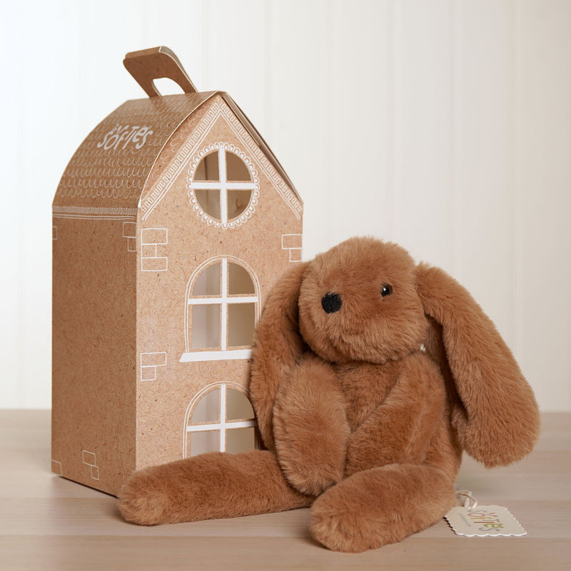 Cookie The Long Leg Bunny Softie - Dark Brown Plush Toy in Optional Gift Box (35cm)