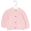 'Cute' Pink Cotton Knit Baby Cardigan with Embroidery Detail - 0-12M