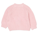 'Cute' Pink Cotton Knit Baby Cardigan with Embroidery Detail - 0-12M
