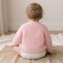 'Cute' Pink Cotton Knit Baby Cardigan with Embroidery Detail - 0-12M