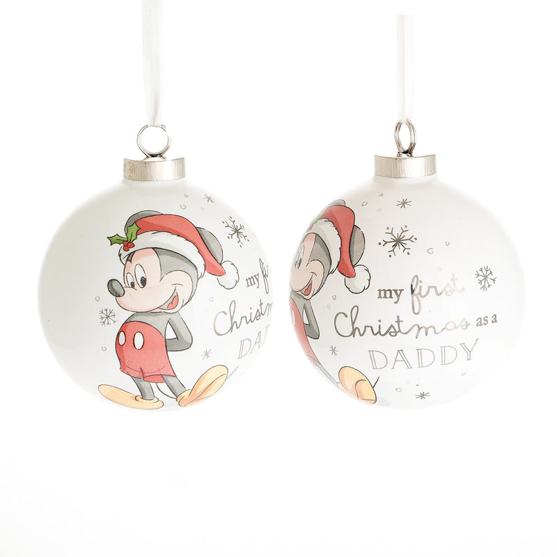 Disney Baby's Mickey & Minnie Mouse 'My First Christmas as a...' Ceramic Bauble Set in Matching Gift Boxes