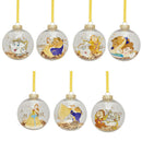Disney Beauty & The Beast Set of 7 Golden Glitter Baubles in Gift Box