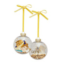 Disney Beauty & The Beast Set of 7 Golden Glitter Baubles in Gift Box