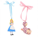 Disney Christmas Alice in Wonderland and Cheshire Cat Set of 2 Resin Hanging Decorations
