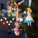 Disney Christmas Alice in Wonderland and Cheshire Cat Set of 2 Resin Hanging Decorations