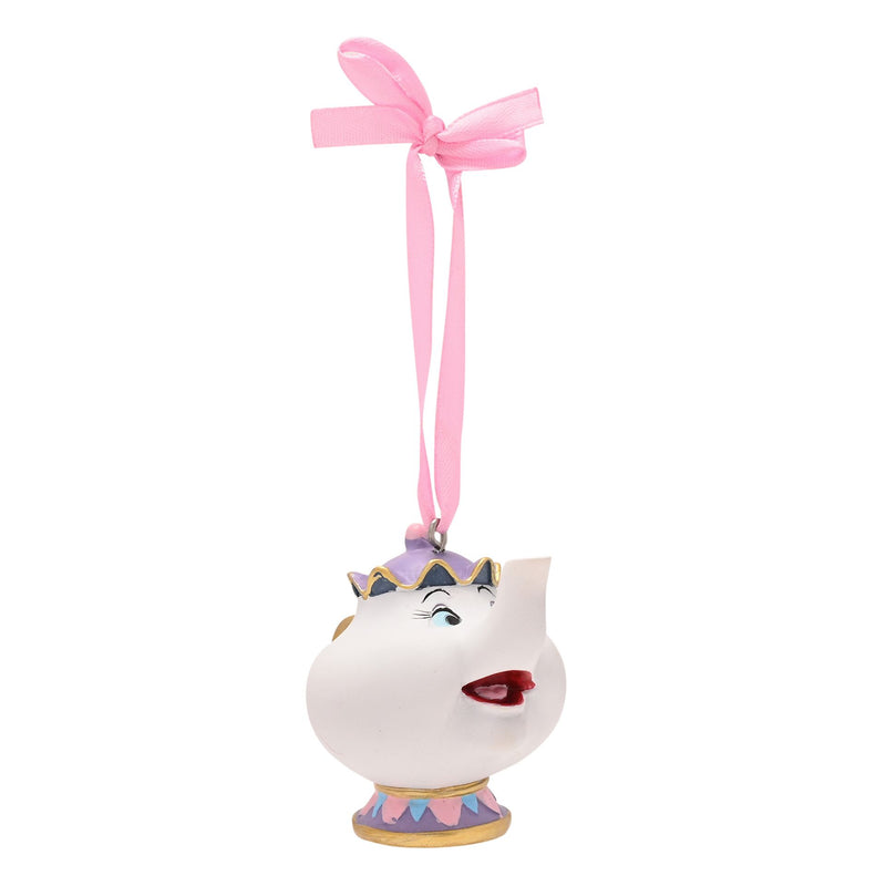 Disney Christmas Beauty & The Beast's Chip and Mrs Potts' Set of 2 Resin Hanging Decorations