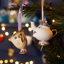 Disney Christmas Beauty & The Beast's Chip and Mrs Potts' Set of 2 Resin Hanging Decorations