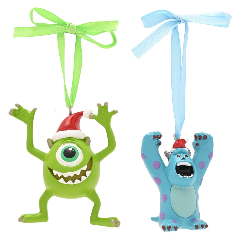 Disney Christmas Monster's Inc Mike and Sully Set of 2 Resin Hanging Decorations