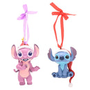Disney Christmas Stitch & Angel Set of 2 Resin Hanging Decorations