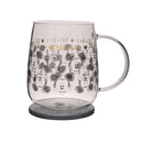 Disney Classic Collectable Mickey Mouse Glass Mug with Dark Grey Lid in Gift Box