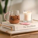 Disney Classic Collectable Minnie Mouse Glass Mug with Pink Lid in Gift Box