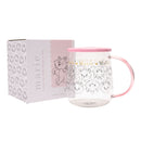 Disney Classic Collectable Oui Marie Glass Mug with Pink Lid in Gift Box