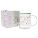 Disney Classic Collectable Winnie the Pooh Glass Mug with Green Lid in Gift Box