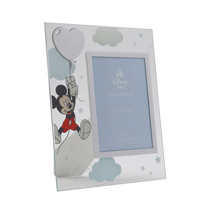 Disney Mickey Mouse Real Silver 999 Plated Glass Frame - 5" x 7"