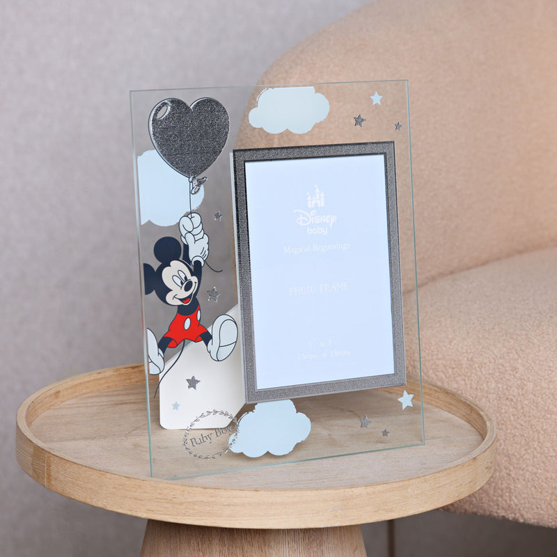 Disney Mickey Mouse Real Silver 999 Plated Glass Frame - 5" x 7"