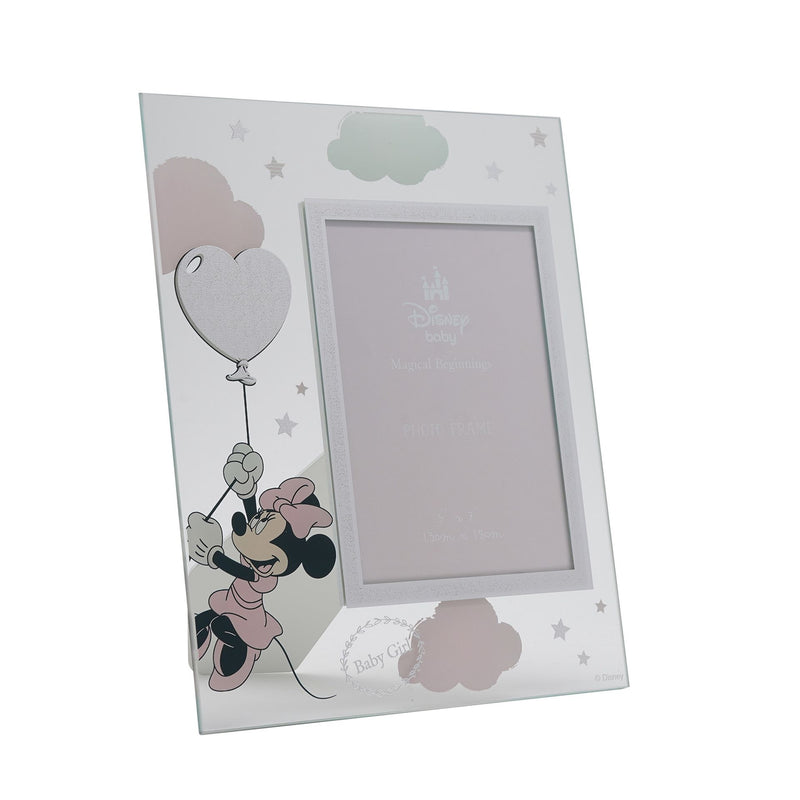 Disney Minnie Mouse Real Silver 999 Plated Glass Frame - 5" x 7"
