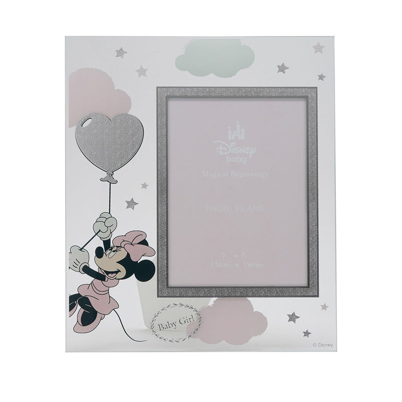 Disney Minnie Mouse Real Silver 999 Plated Glass Frame - 5" x 7"