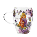 Disney Pastel Princess Rapunzel Floral Decorative Glass Mug
