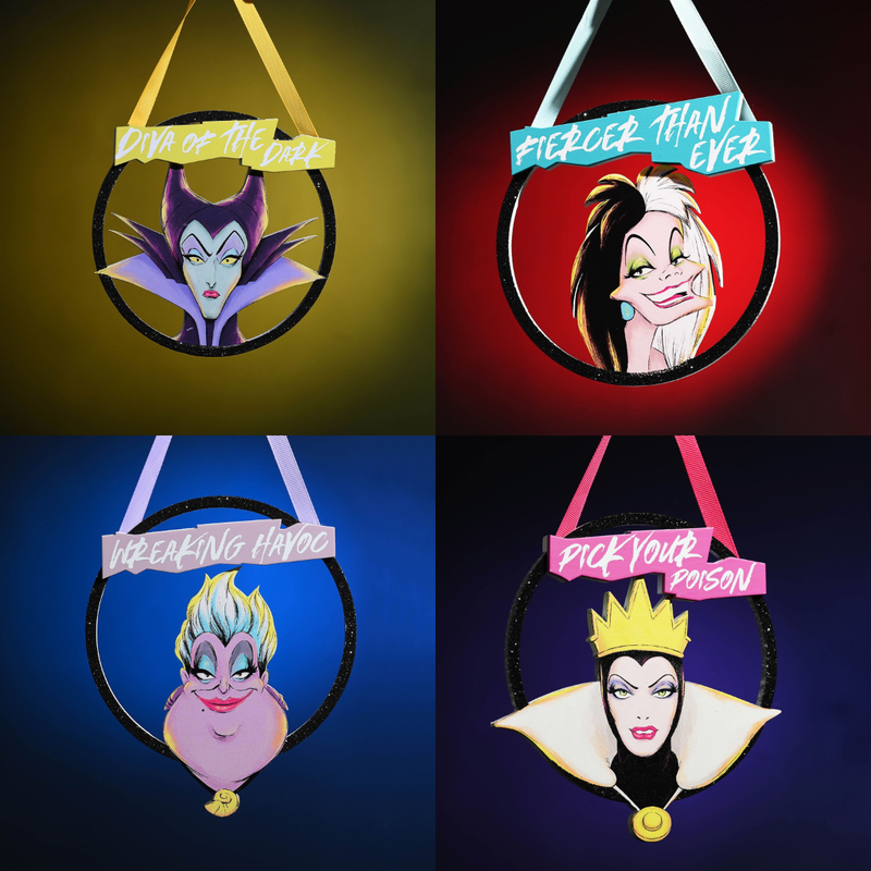 Disney Villains Hanging Plaques Set (Maleficent, Evil Queen, Cruella and Ursula)