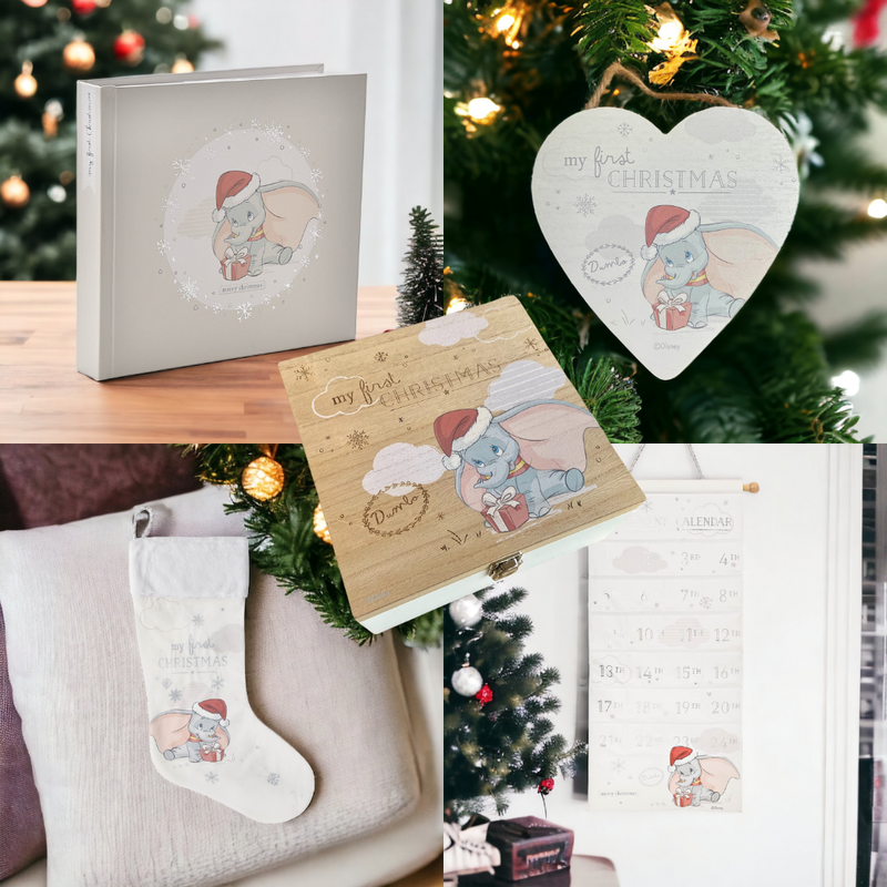 Disney Dumbo ‘My First Christmas’ Ultimate Gift Bundle – Keepsake Box, Plaque, Stocking, Album & Advent Calendar