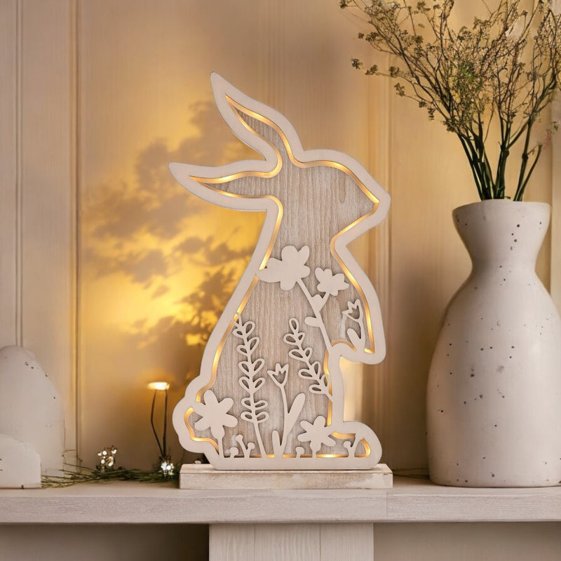 Eggs-traordinary Gifting Company Wooden Bunny LED Light - 32cm