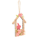 Eggs-traordinary Gifting Faux Flower Easter Bunny Hut Hanging Decoration - 25cm