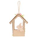 Eggs-traordinary Gifting Faux Flower Easter Bunny Hut Hanging Decoration - 25cm