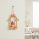 Eggs-traordinary Gifting Faux Flower Easter Bunny Hut Hanging Decoration - 25cm