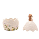 Eggs-traordinary Gifting Floral White Egg Trinket Box with Bunny Atop
