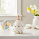 Eggs-traordinary Gifting Floral White Egg Trinket Box with Bunny Atop