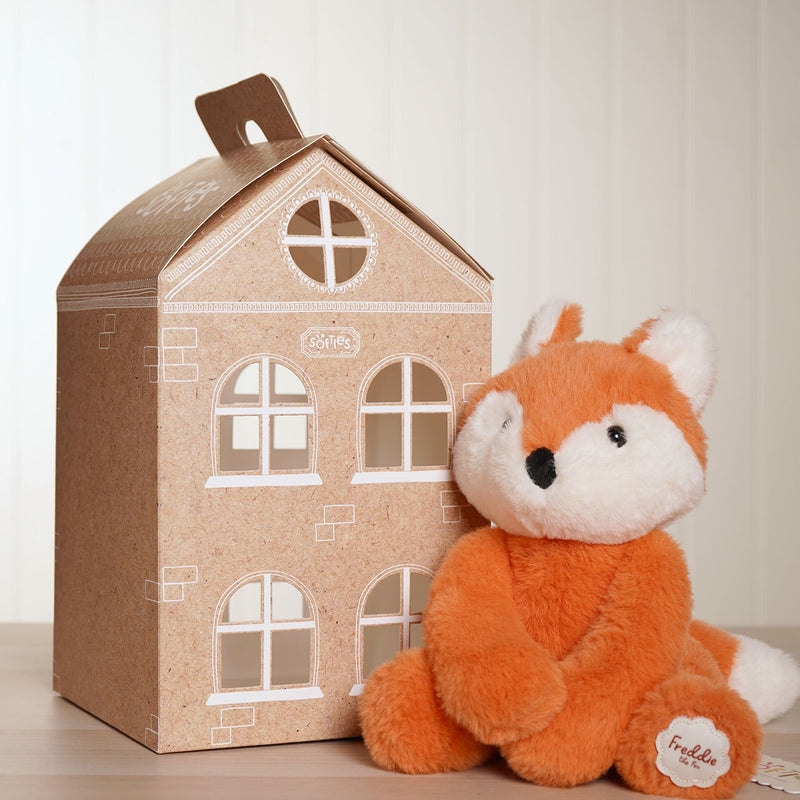 Freddie The Sitting Fox Softie - Orange Plush Toy in House Gift Box (22cm)