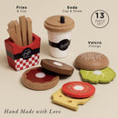 Wooden Gourmet Hamburger Meal Set – 13 Piece Pretend Play Food by Le Toy Van