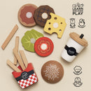 Wooden Gourmet Hamburger Meal Set – 13 Piece Pretend Play Food by Le Toy Van